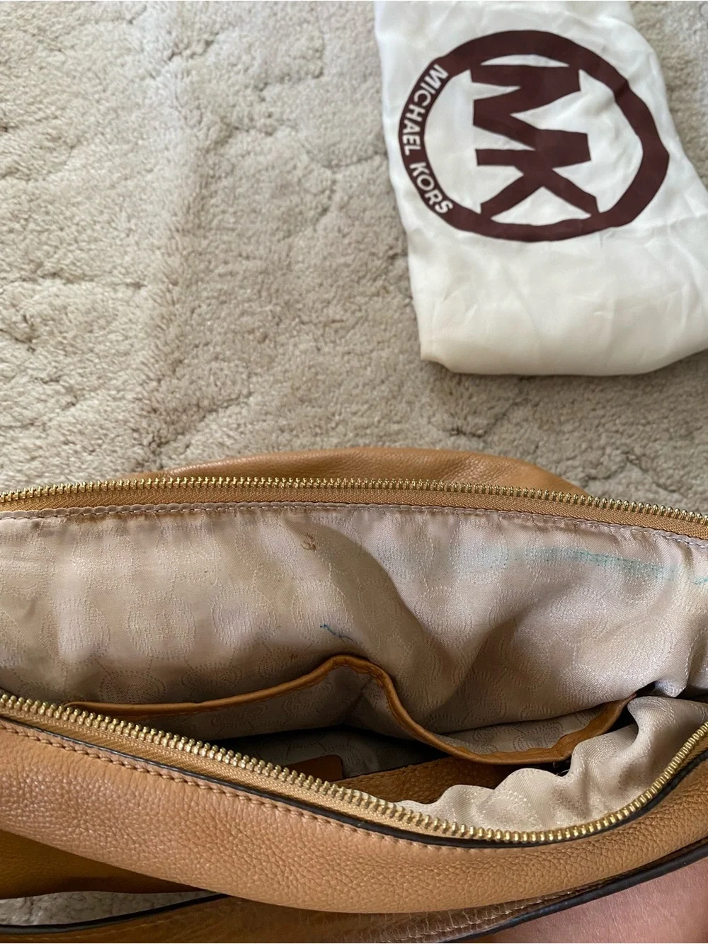 Michael Kors Caramel Brown Pebbled Leather Hobo